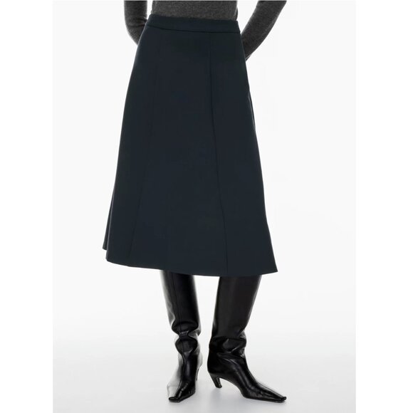 Wilfred Aritzia Meyer Skirt Dark Night Navy A-line High Rise Midi Skirt Size 6 - Picture 3 of 12